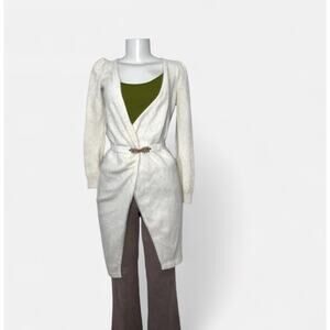 Angora Rabbit Hair Cardigan Sweater Ivory Cream Fuzzy Fluffy Soft Cabin Boho S